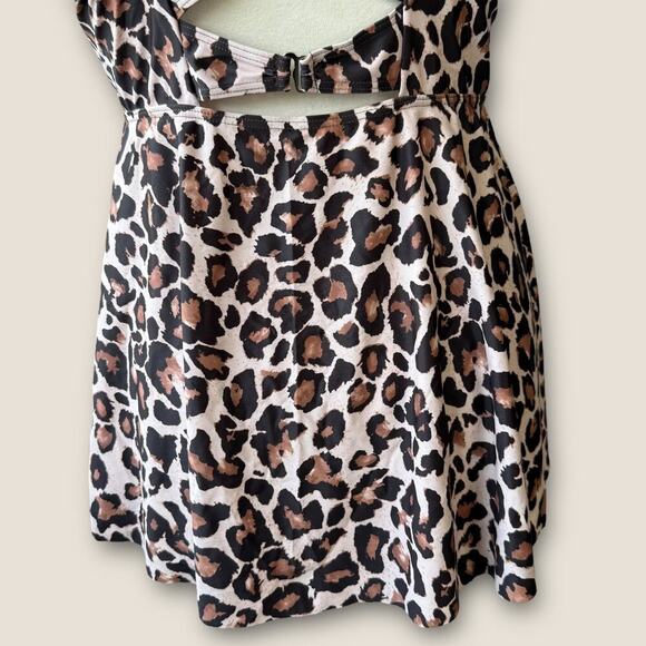 Aqua Eve Leopard Tankini Cami Swimsuit Top Flare Built In Bra Size 22W New Tag - Picture 9 of 15